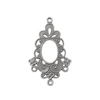 European Floral Chandelier Drop Connectors - Antiqued Silver Ox 4-Way Links