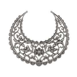 Large Crescent Hoop - Antiqued Silver