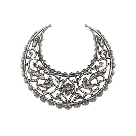 Medium Crescent Hoop - Antiqued Silver