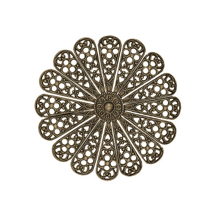 Dapt Daisy Flower Shaped Filigree with Independent Petals - Antiqued Brass Ox