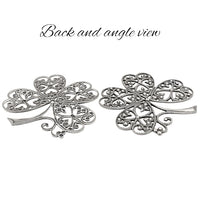 Filigree - Four Leaf Clover - Antiqued Silver