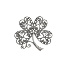 Filigree - Four Leaf Clover - Antiqued Silver