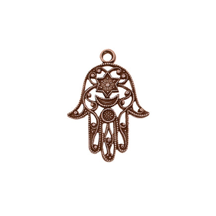 antique copper ox filigree hamsa hand charm