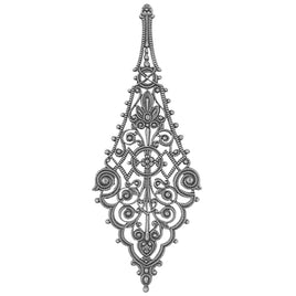 Large filigree drop in antiqued silver plated brass