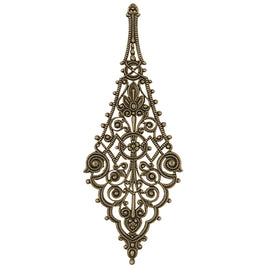 Large detailed filigree drop in antiqued brass