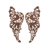 Pair of Large French Floral Wing Filigrees - Antiqued Copper