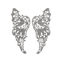 Pair of Large French Floral Wing Filigrees - Antiqued Silver