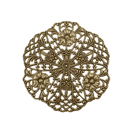 Round Floral Filigree - Antiqued Brass