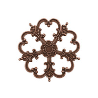 Elaborate Ornament Stamping with Heart Shaped Petals - Antiqued Copper Ox