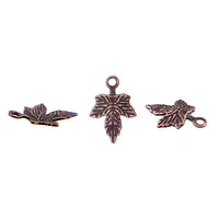 Tiny Maple Leaf Charms, Antiqued Copper Plated Brass, 10x7mm