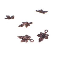 Tiny Maple Leaf Charms, Antiqued Copper Plated Brass, 10x7mm