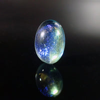 Handmade Czech Glass Cabochons Transparent Light Green with Blue Dragon's Breath Opal Effect 18x13mm Oval