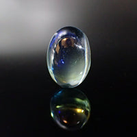 Handmade Czech Glass Cabochons Transparent Light Green with Blue Dragon's Breath Opal Effect 18x13mm Oval