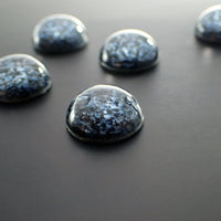 Handmade Czech Glass Cabochons - 15mm Round - Midnight Blue Black Matrix