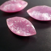 Handmade Czech Glass Stone - 24x12mm Navette - Pink Silk Matrix