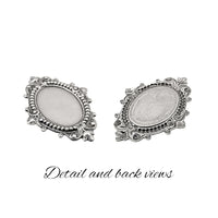 Setting - for 18x13mm Oval Flat Back Stones - Antiqued Silver