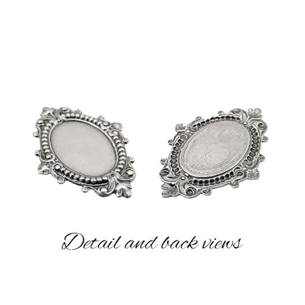 Setting - for 18x13mm Oval Flat Back Stones - Antiqued Silver