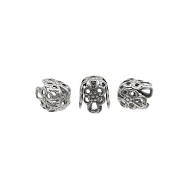 Tiny floral filigree bead caps high quality silver ox plated European brass