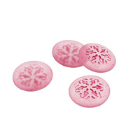 Czech Glass Snowflake Cabochons, Matte Clear with Metallic Pink Wash 21mm Round