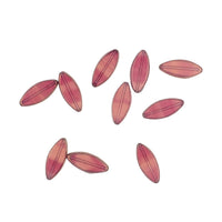 Pink Czech Glass Table Cut Pointed Oval Beads with Bronze Luster, 18x7mm