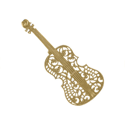 Raw brass violin shaped filigree embellishment