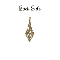 Filigree Pendant Drop Extra Small - Antiqued Brass